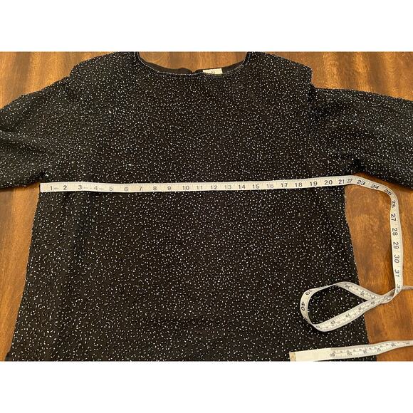 Women’s Formal Evening 100% Silk Black Beaded Short Sleeve Blouse Size Large - Picture 7 of 9